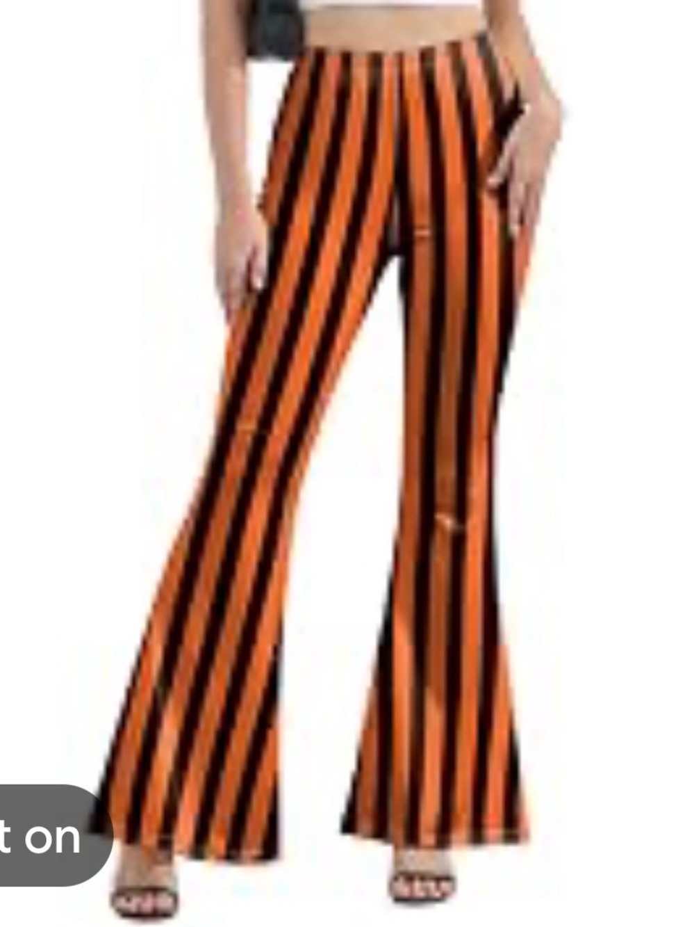 Halloween stripes Orange and black Vertical-Stripe Flared Pants Halloween fall